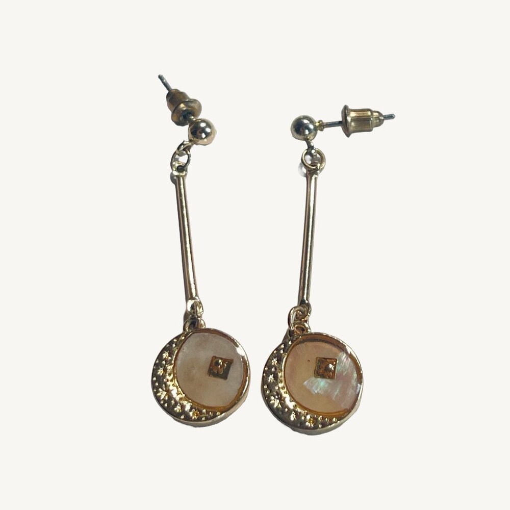 Claires Gold and Iridescent Moon Dangle Earrings Never Worn